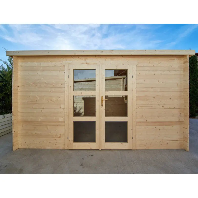 Abri de jardin toit plat 12m² PENTY - madriers 28mm brut - Gardy Shelter Ma boutique