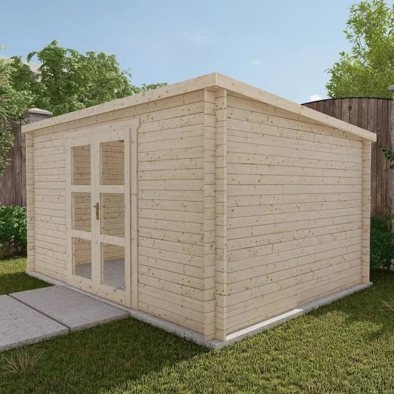 Abri de jardin toit plat 12m² PENTY - madriers 28mm brut - Gardy Shelter Ma boutique