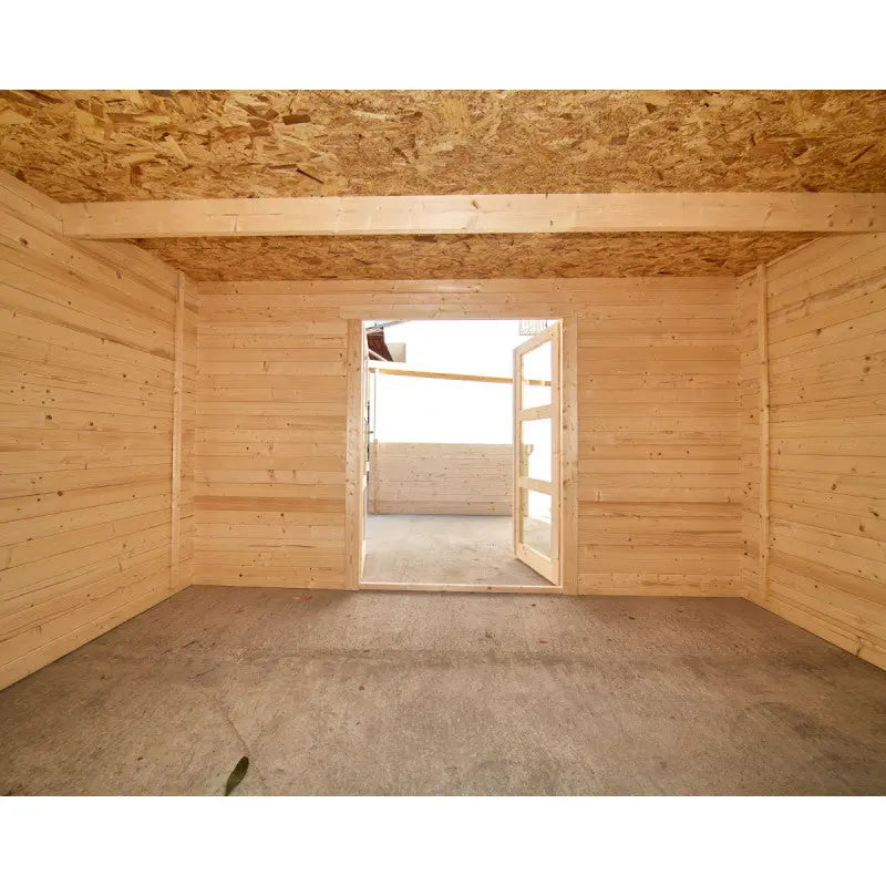 Abri de jardin toit plat 12m² PENTY - madriers 40mm brut - Gardy Shelter Ma boutique