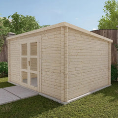 Abri de jardin toit plat 12m² PENTY - madriers 40mm brut - Gardy Shelter Ma boutique