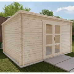 Abri de jardin toit plat 12m² PENTY - madriers 40mm brut - Gardy Shelter Ma boutique