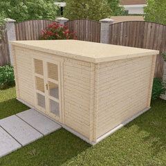 Abri de jardin toit plat 12m² PENTY - madriers 40mm brut - Gardy Shelter Ma boutique