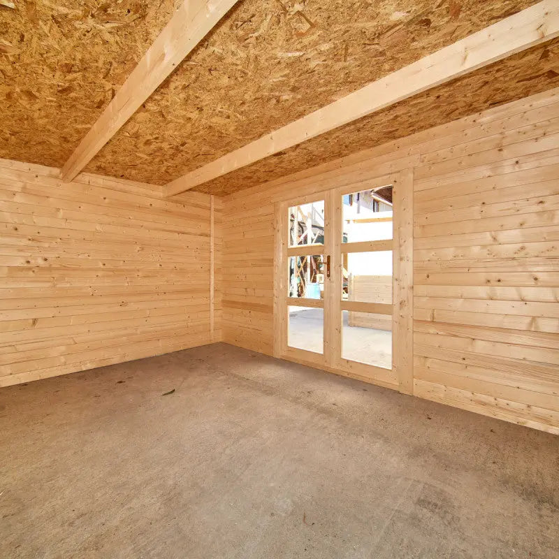 Abri de jardin toit plat 16m² PENTY - madriers 28mm brut - Gardy Shelter Ma boutique