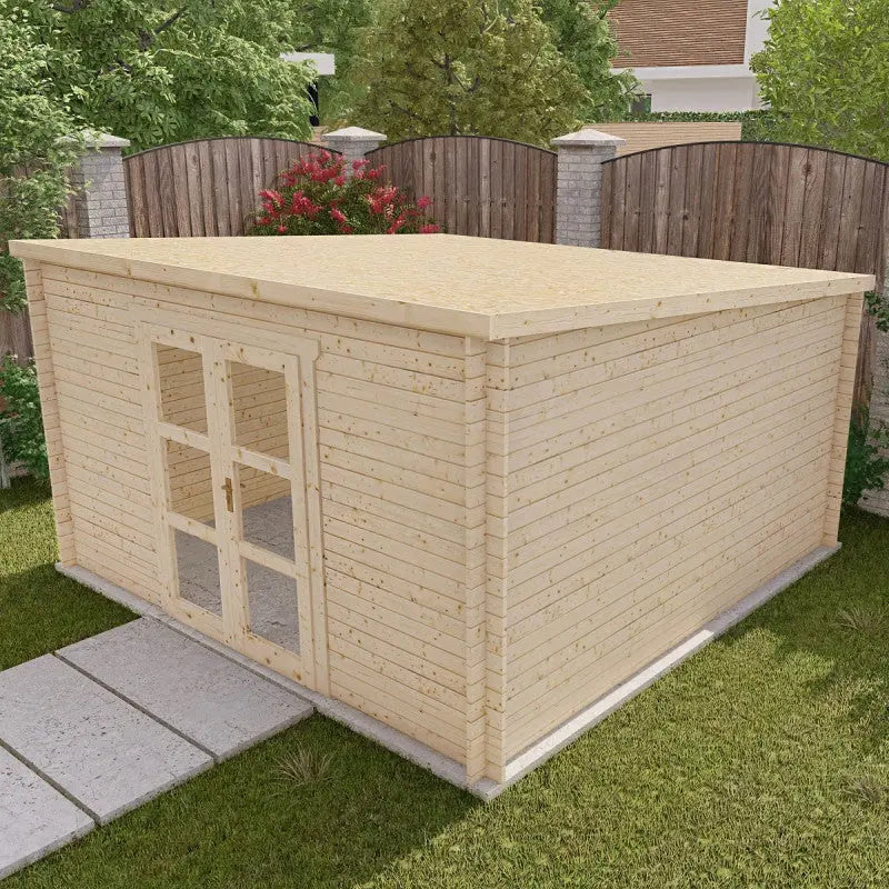 Abri de jardin toit plat 16m² PENTY - madriers 28mm brut - Gardy Shelter Ma boutique