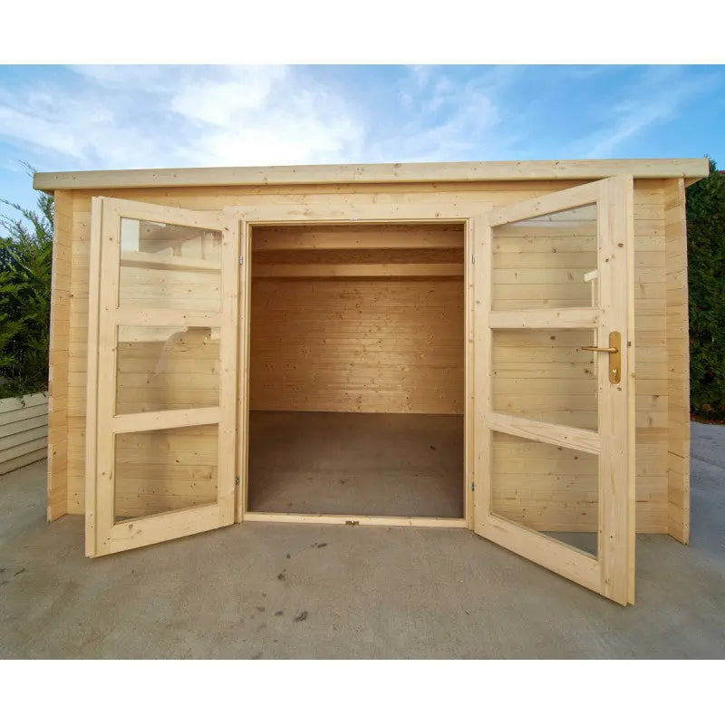 Abri de jardin toit plat 16m² PENTY - madriers 40mm brut - Gardy Shelter Ma boutique