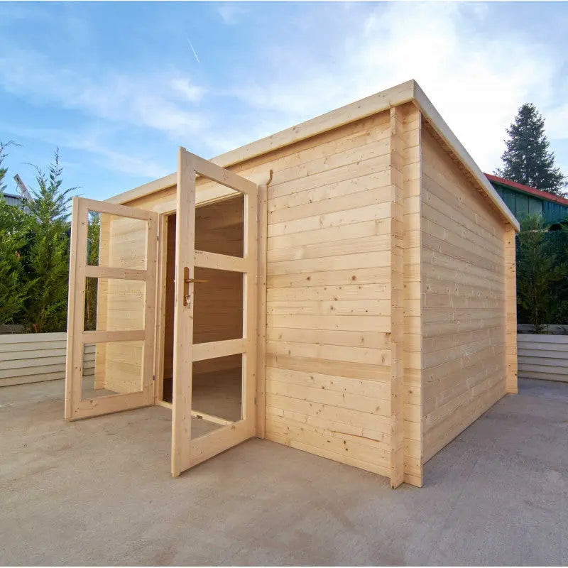 Abri de jardin toit plat 16m² PENTY - madriers 40mm brut - Gardy Shelter Ma boutique