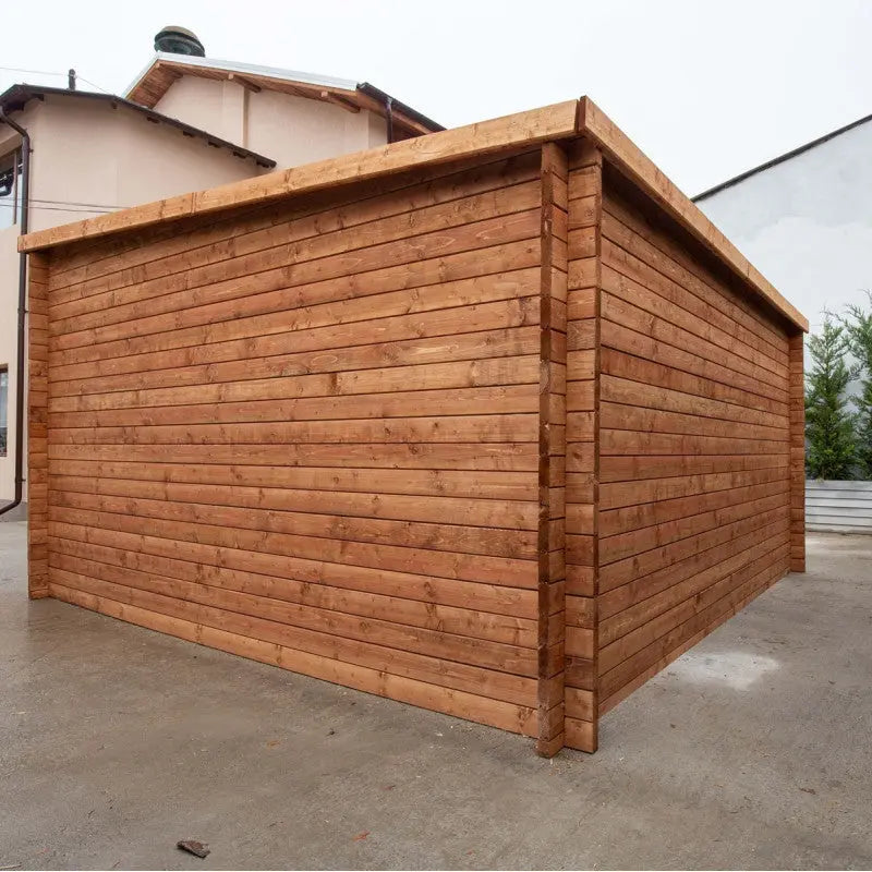 Abri de jardin toit plat 16m² PENTY - madriers 40mm traité - Gardy Shelter Ma boutique