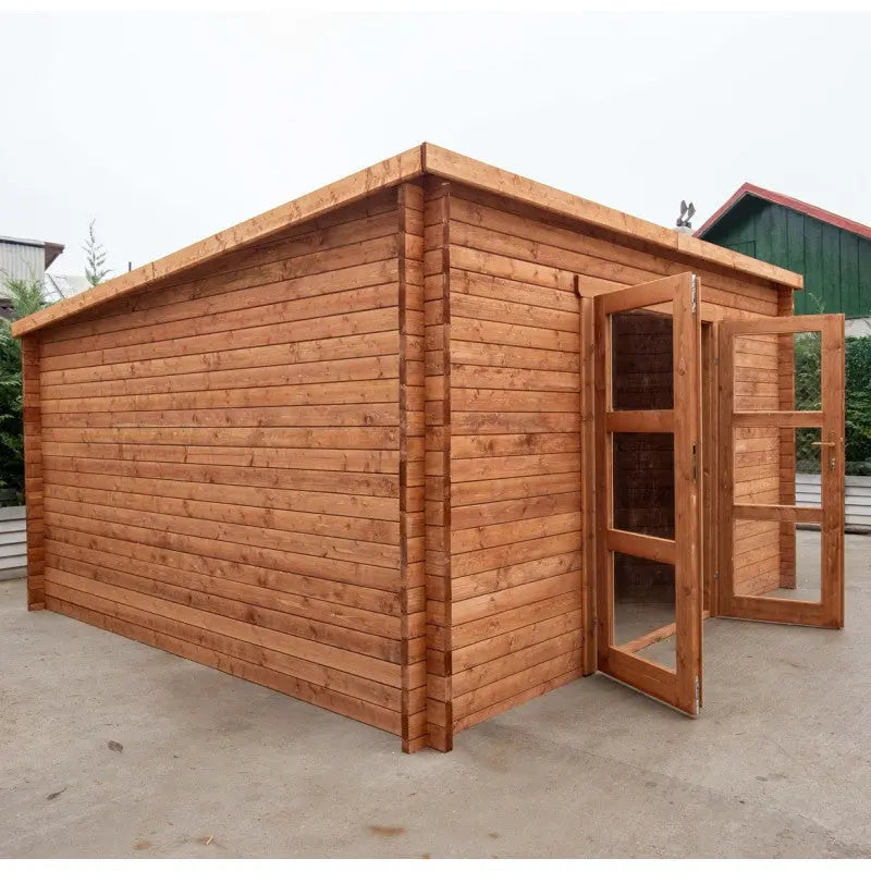 Abri de jardin toit plat 16m² PENTY - madriers 40mm traité - Gardy Shelter Ma boutique