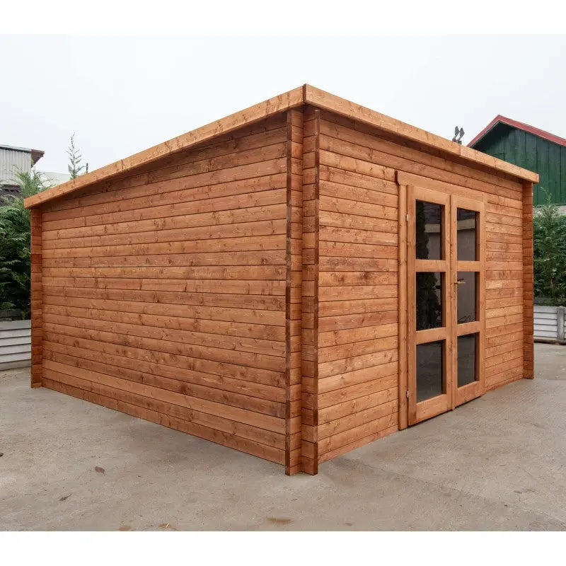 Abri de jardin toit plat 16m² PENTY - madriers 40mm traité - Gardy Shelter Ma boutique