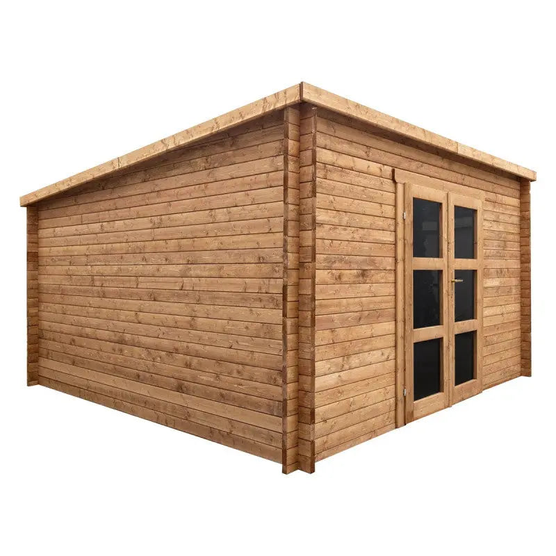 Abri de jardin toit plat 16m² PENTY - madriers 40mm traité - Gardy Shelter Ma boutique