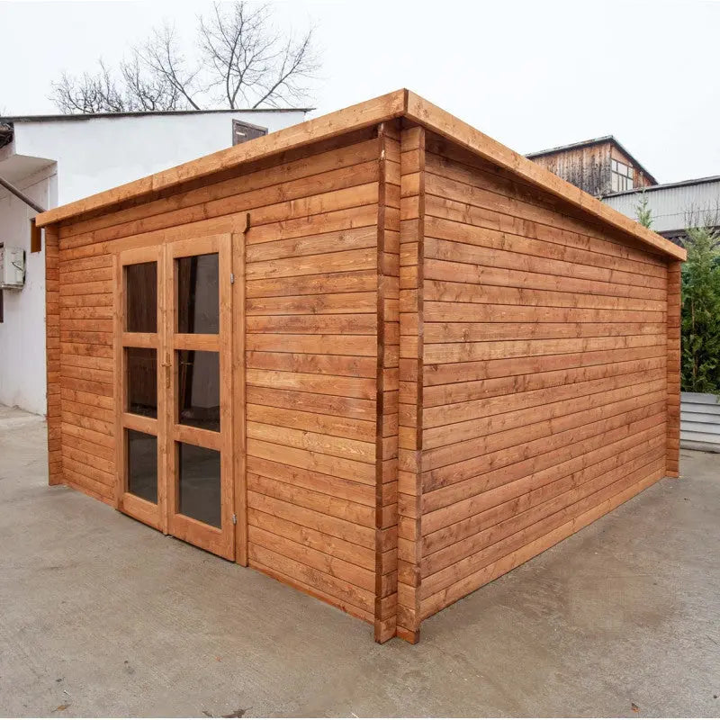 Abri de jardin toit plat 16m² PENTY - madriers 40mm traité - Gardy Shelter Ma boutique