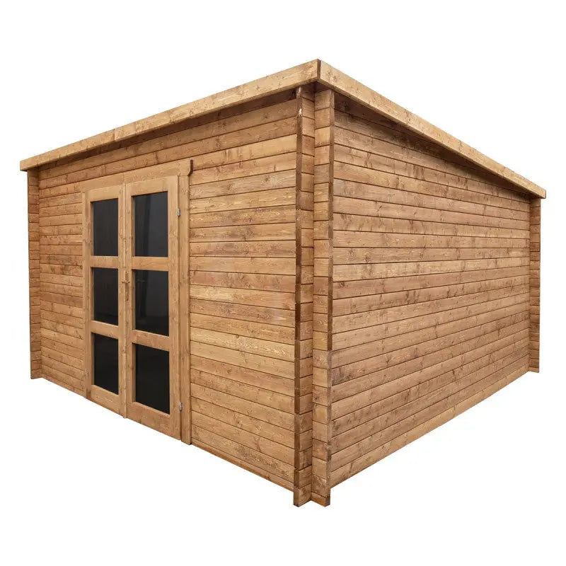 Abri de jardin toit plat 16m² PENTY - madriers 40mm traité - Gardy Shelter Ma boutique