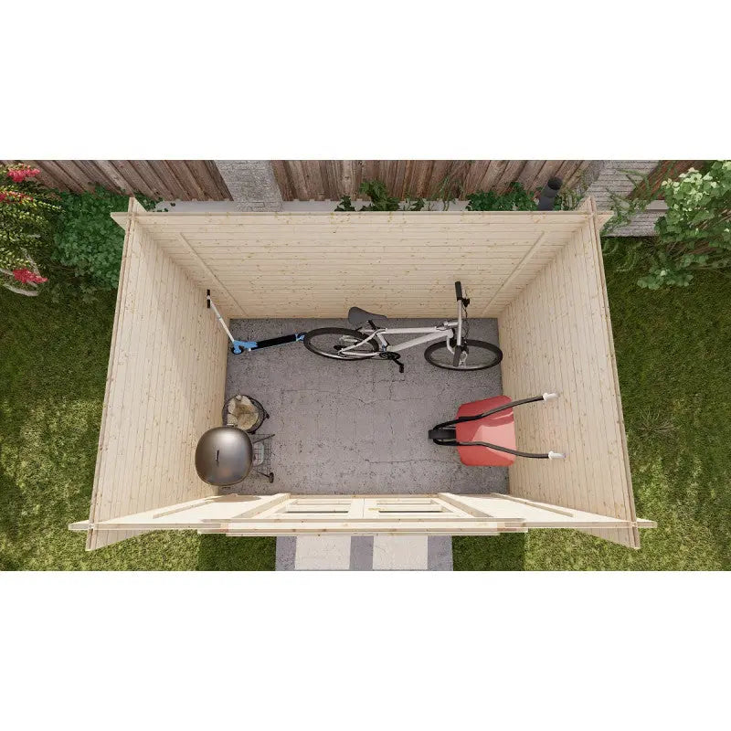 Abri de jardin toit plat 6m² PENTY - madriers 28mm brut - tuiles métalliques - Gardy Shelter Ma boutique