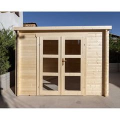 Abri de jardin toit plat 6m² PENTY - madriers 40mm brut - Gardy Shelter Ma boutique