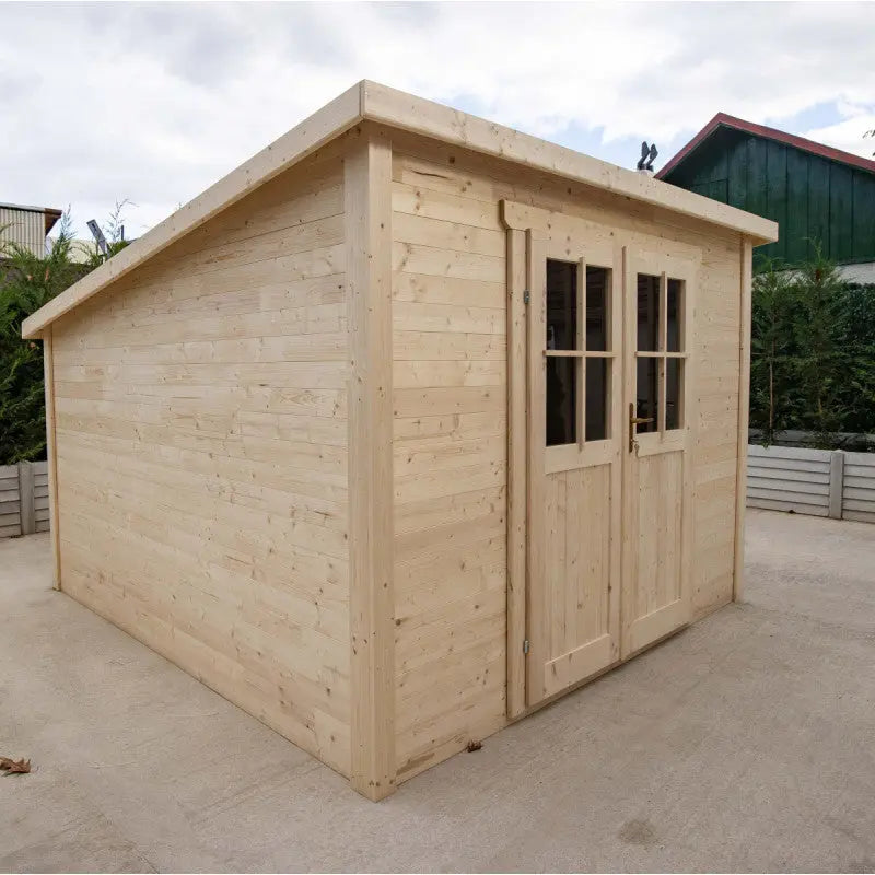 Abri de jardin toit plat 9m² SICBA - madriers 20mm brut - Gardy Shelter Ma boutique