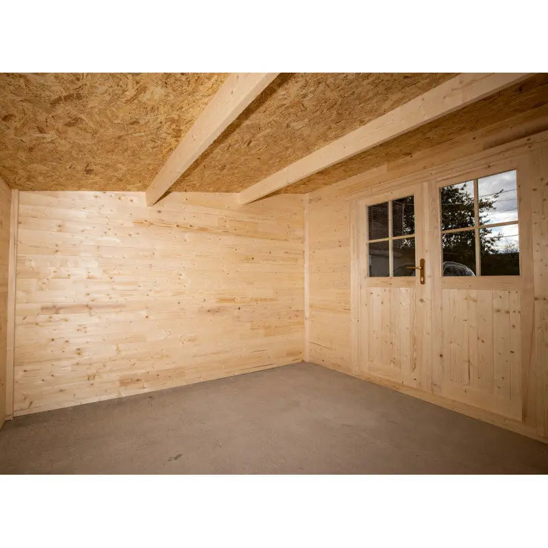 Abri de jardin toit plat 9m² BISAC - madriers 28mm brut - Gardy Shelter Ma boutique