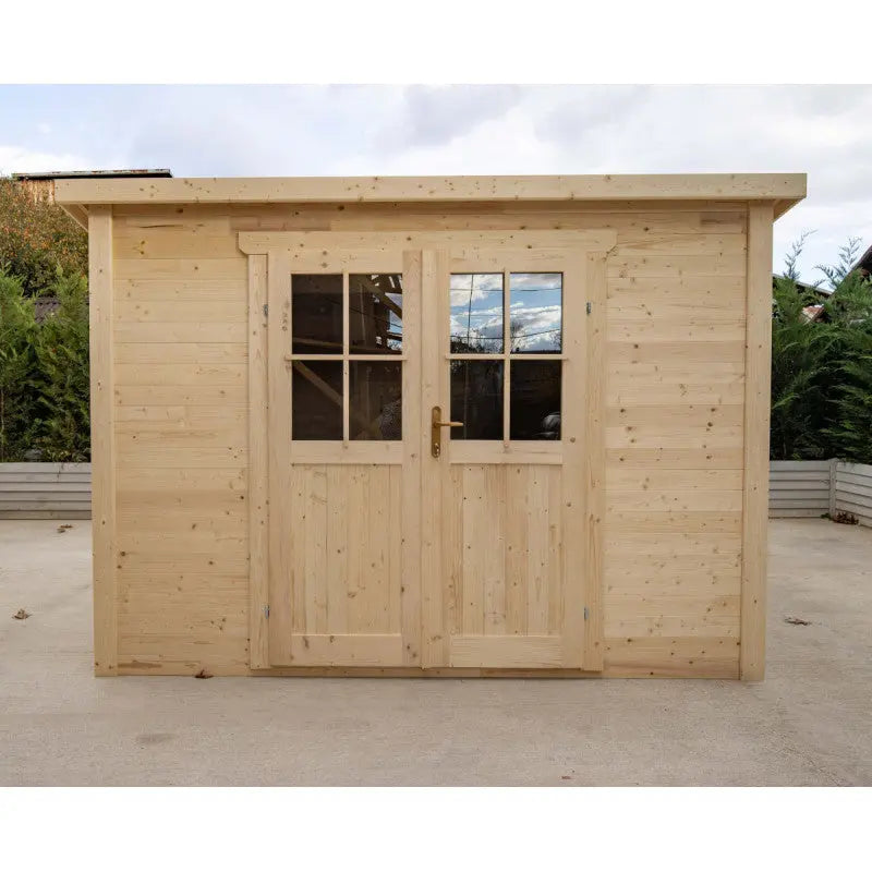 Abri de jardin toit plat 9m² BISAC - madriers 28mm brut - Gardy Shelter Ma boutique