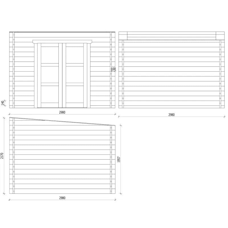 Abri de jardin toit plat 9m² PENTY BIS - madriers 40mm épaisseurs x 140mm hauteur traité - Gardy Shelter Ma boutique