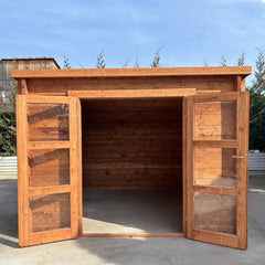 Abri de jardin toit plat 9m² PENTY BIS - madriers 40mm épaisseurs x 140mm hauteur traité - Gardy Shelter Ma boutique