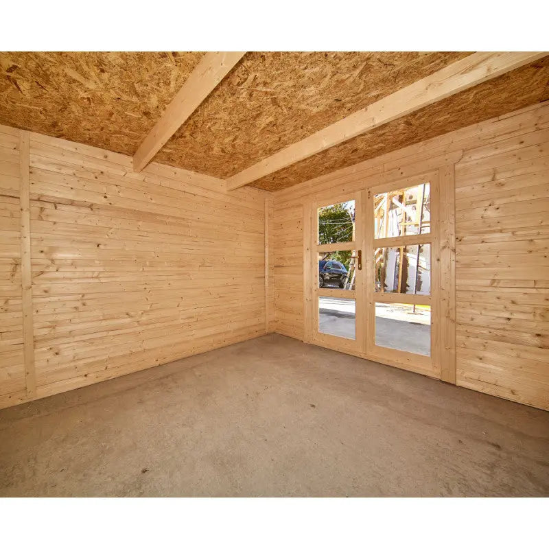 Abri de jardin toit plat 9m² PENTY - madriers 28mm brut - Gardy Shelter Ma boutique