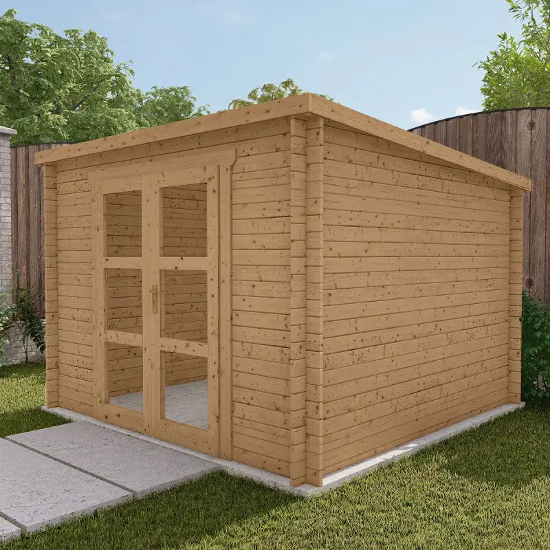 Abri de jardin toit plat 9m² PENTY - madriers 40mm traité - Gardy Shelter Ma boutique