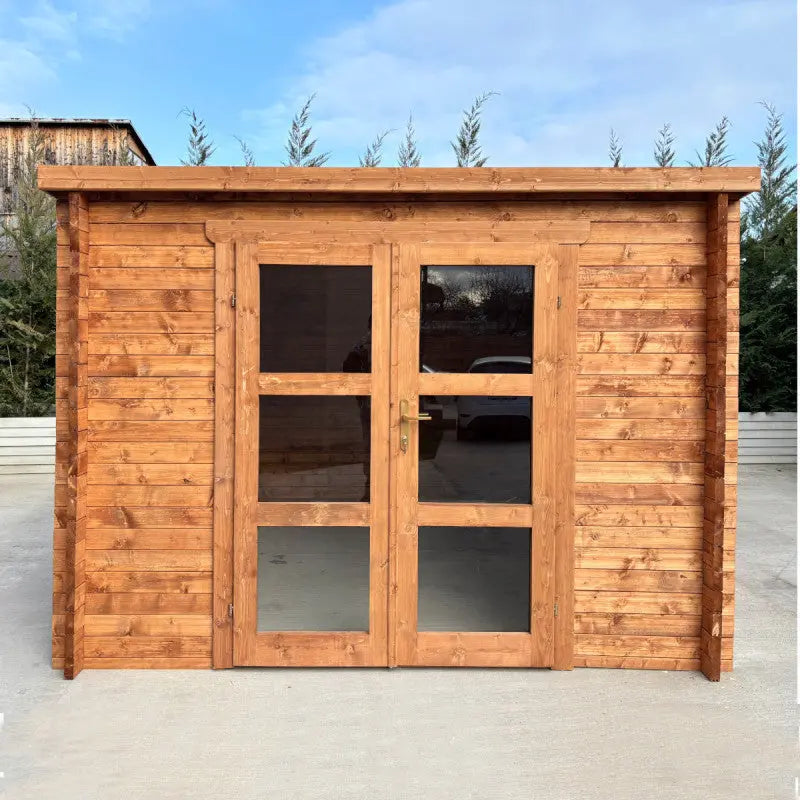 Abri de jardin toit plat 9m² PENTY BIS - madriers 40mm traité - Gardy Shelter Ma boutique