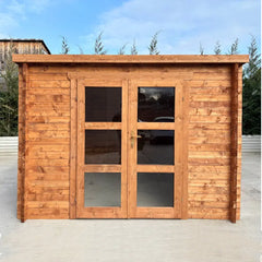 Abri de jardin toit plat 9m² PENTY BIS - madriers 40mm traité - Gardy Shelter Ma boutique