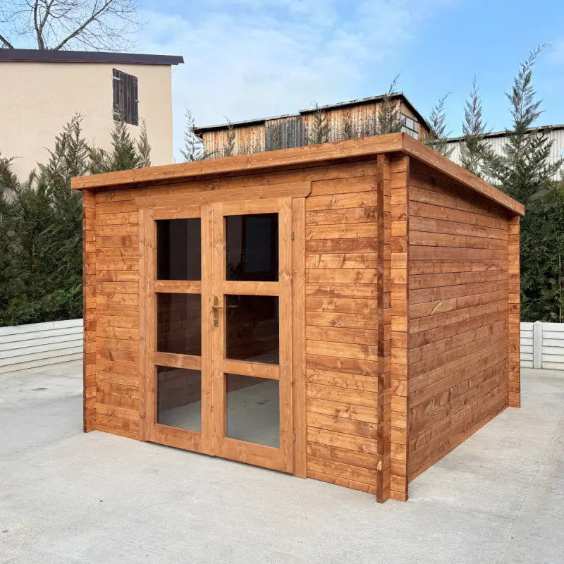 Abri de jardin toit plat 9m² PENTY BIS - madriers 40mm traité - Gardy Shelter Ma boutique