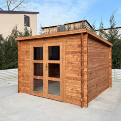 Abri de jardin toit plat 9m² PENTY BIS - madriers 40mm traité - Gardy Shelter Ma boutique