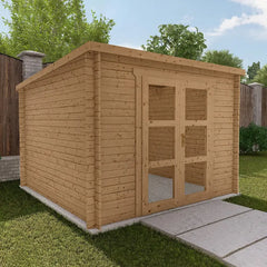 Abri de jardin toit plat 9m² PENTY - madriers 40mm traité - Gardy Shelter Ma boutique