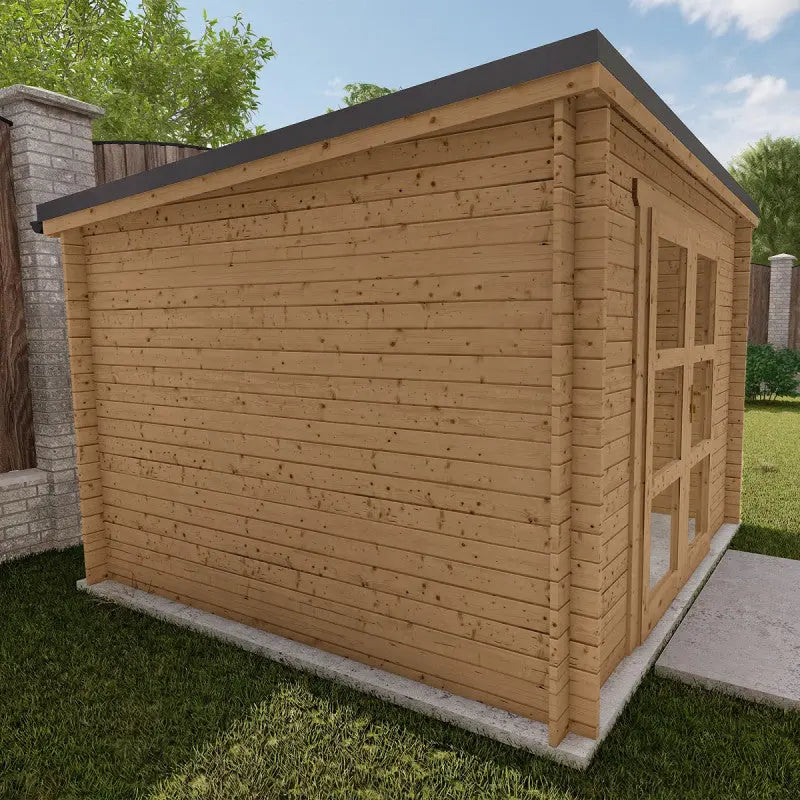 Abri de jardin toit plat 9m² PENTY - madriers 40mm traité - tuiles métalliques - Gardy Shelter Ma boutique