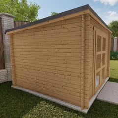 Abri de jardin toit plat 9m² PENTY - madriers 40mm traité - tuiles métalliques - Gardy Shelter Ma boutique