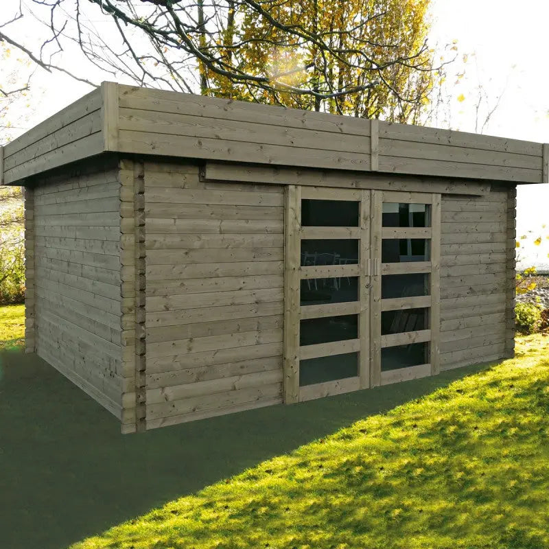 Abri de jardin Viborg 13,71m² en bois traité 40mm avec double porte - SOLID Ma boutique