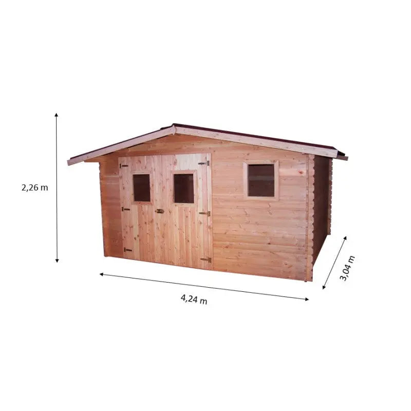 Abri en bois 12,89m² DUBLIN en madriers Douglas 28mm + couverture Onduline - HABRITA Ma boutique