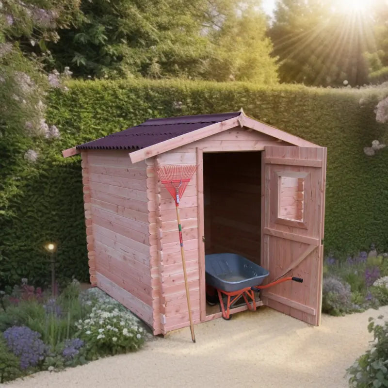 Abri de jardin en Douglas DUBLIN 4,28m² madriers 28mm + couverture Onduline - HABRITA Ma boutique