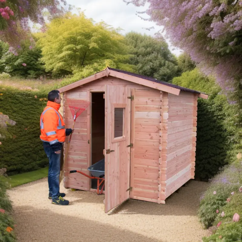 Abri de jardin en Douglas DUBLIN 4,28m² madriers 28mm + couverture Onduline - HABRITA Ma boutique