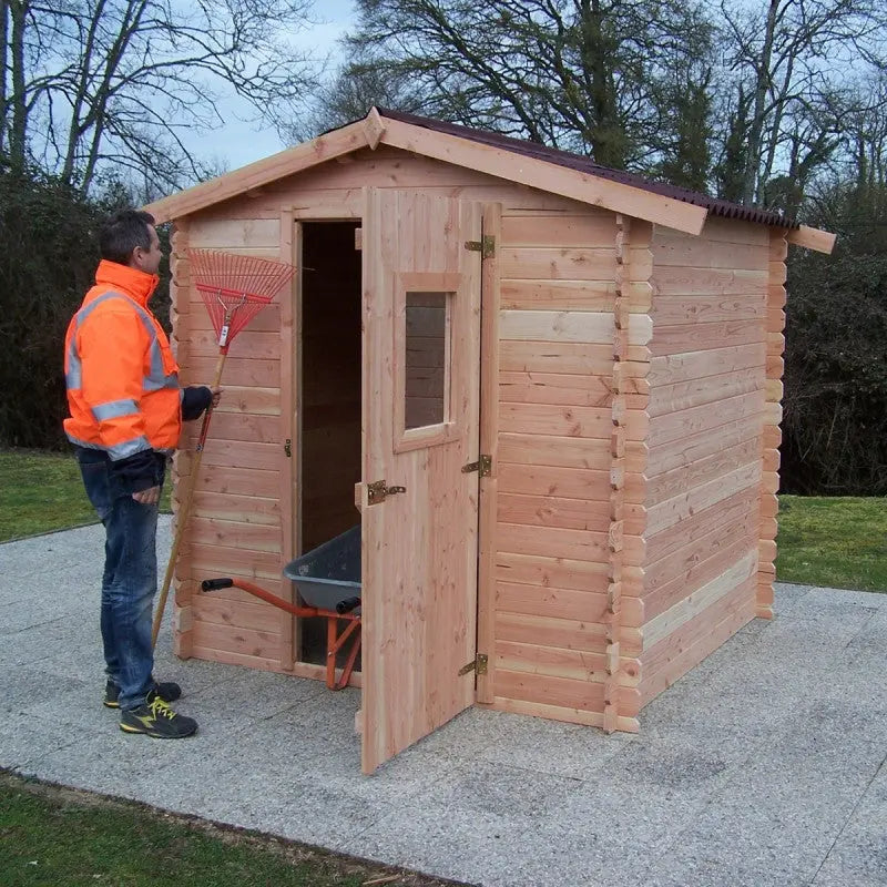 Abri de jardin en Douglas DUBLIN 4,28m² madriers 28mm + couverture Onduline - HABRITA Ma boutique