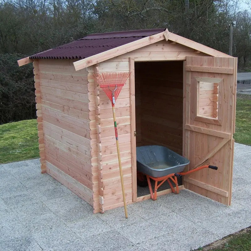 Abri de jardin en Douglas DUBLIN 4,28m² madriers 28mm + couverture Onduline - HABRITA Ma boutique