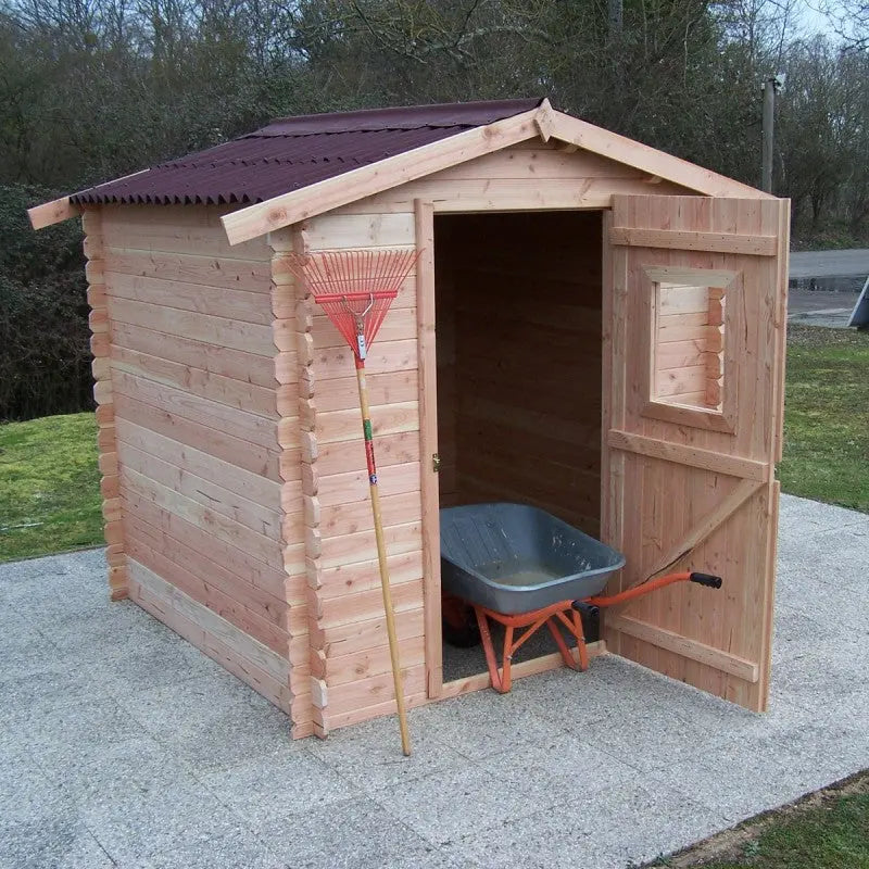 Abri de jardin en Douglas DUBLIN 4,28m² madriers 28mm + couverture Onduline - HABRITA Ma boutique