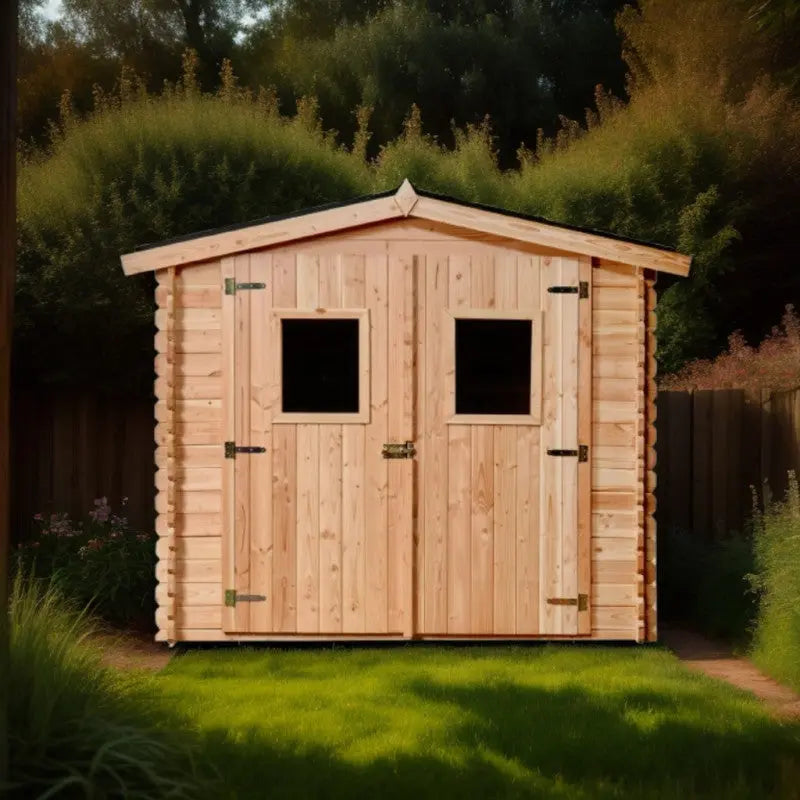 Abri en Douglas DUBLIN 5,71m² madriers 28mm + couverture Onduline - HABRITA Ma boutique