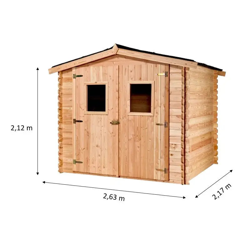 Abri en Douglas DUBLIN 5,71m² madriers 28mm + couverture Onduline - HABRITA Ma boutique