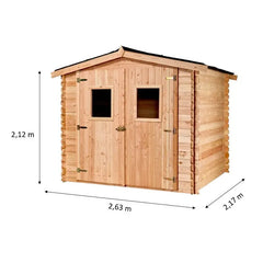 Abri en Douglas DUBLIN 5,71m² madriers 28mm + couverture Onduline - HABRITA Ma boutique