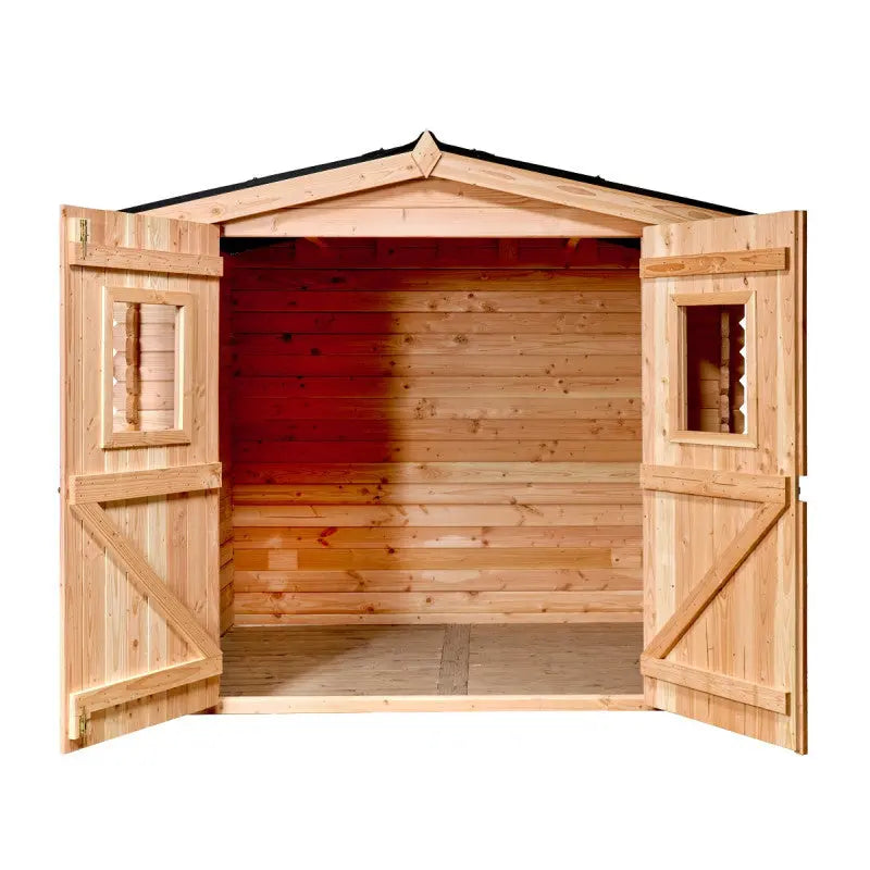 Abri en Douglas DUBLIN 5,71m² madriers 28mm + couverture Onduline - HABRITA Ma boutique