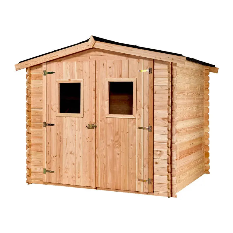 Abri en Douglas DUBLIN 5,71m² madriers 28mm + couverture Onduline - HABRITA Ma boutique