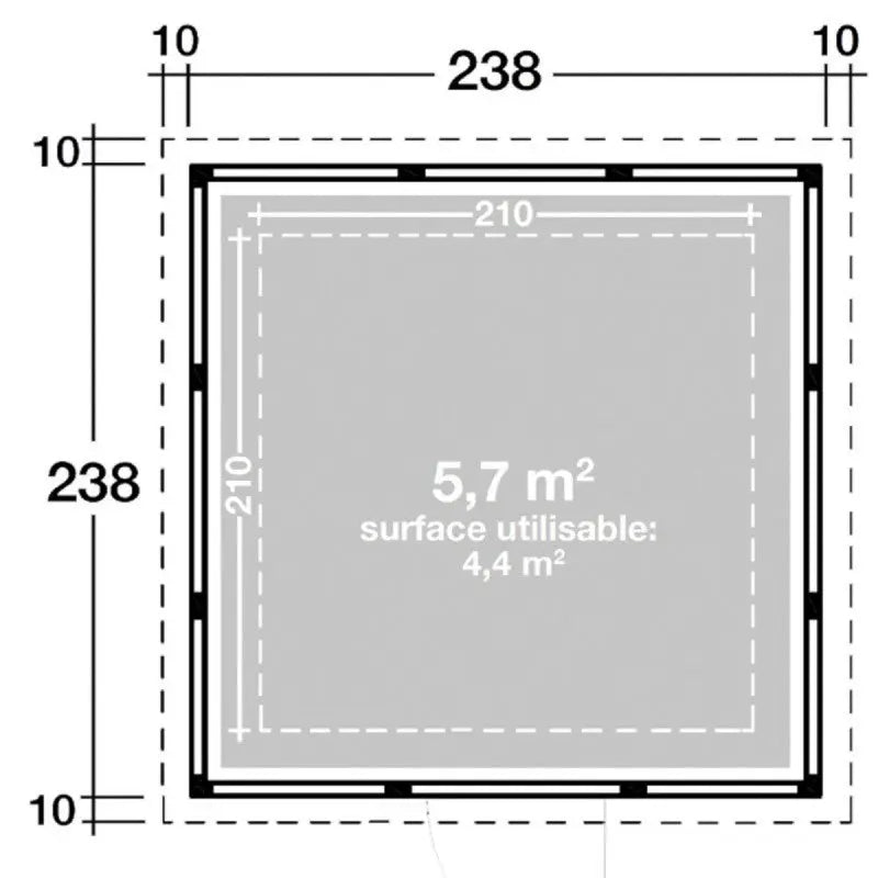 Abri en acier galvanisé blanc 5,7m² Eleganto 2424 Telluria Ma boutique