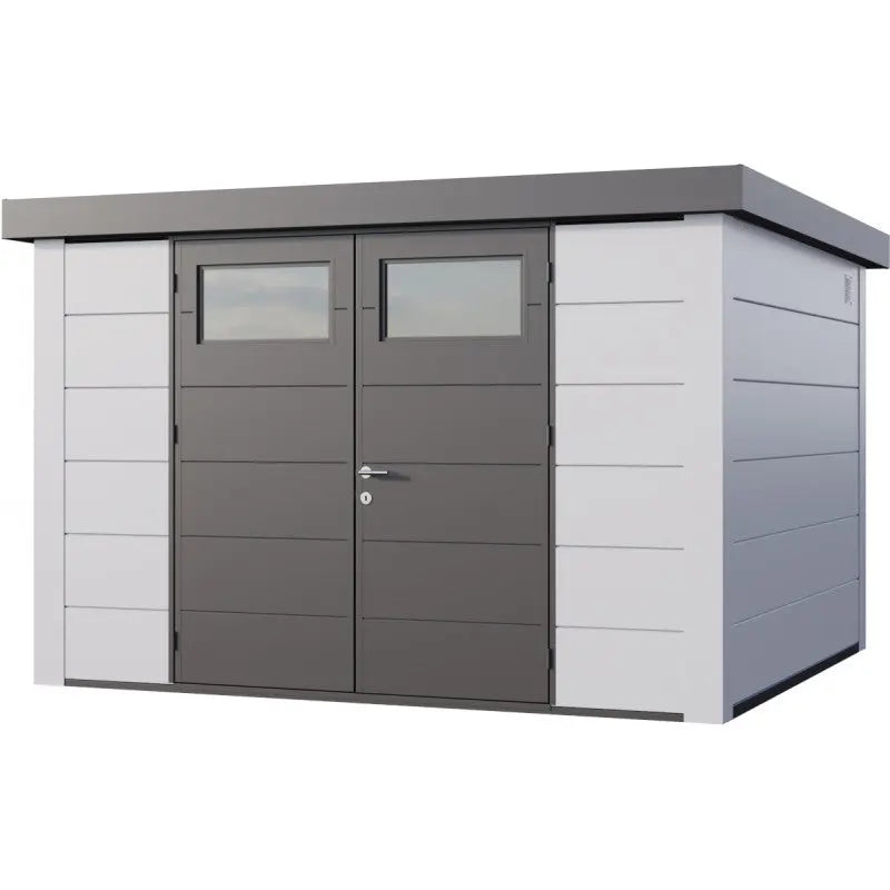 Abri en acier galvanisé blanc 9,8m² avec double porte Eleganto 3330 Telluria Ma boutique