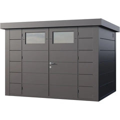 Abri en acier galvanisé gris anthracite 7,1m² avec double porte Eleganto 3024 Telluria Ma boutique