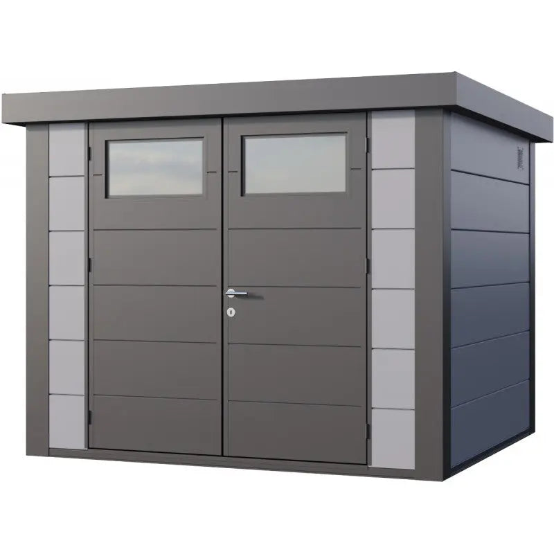 Abri en acier galvanisé gris clair 6,4m² avec double porte Eleganto 2724 Telluria Ma boutique