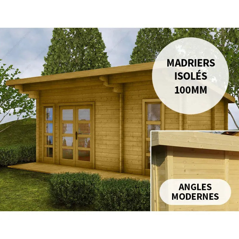 Abri en bois 19m² isolation parois 100mm traité marron Gardy Shelter Ma boutique