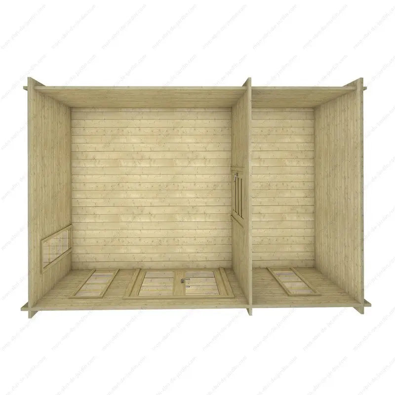 Abri en bois cloisonné 15m² MODERNE - madriers 28mm Gardy Shelter Ma boutique